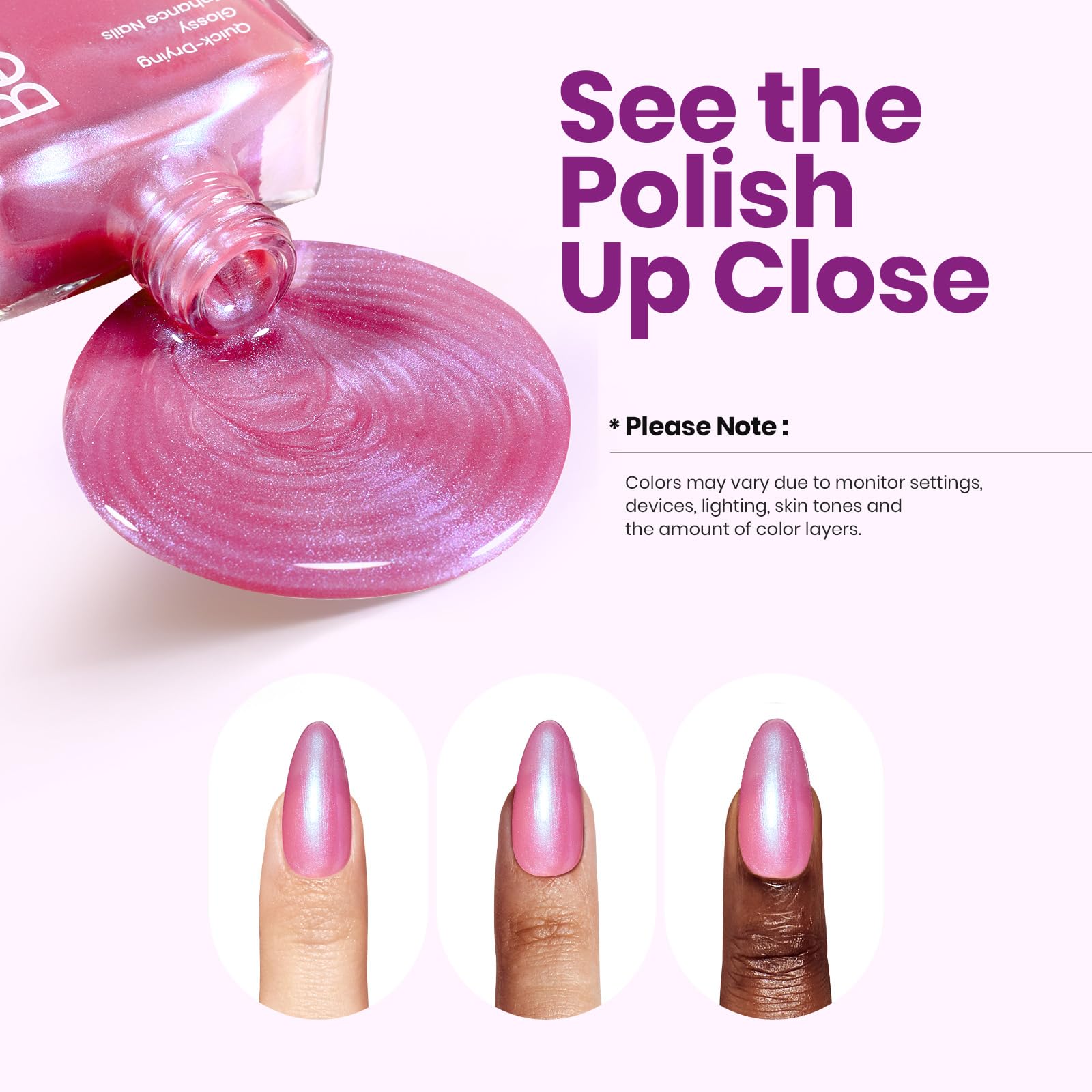 Beetles Rosy Dream: efecto irisado perlado que añade profundidad.