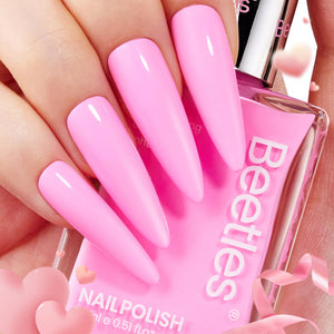 Beetles Gel Polish Rosa Bonbon Candy, secado rápido para uñas y brillo intenso.