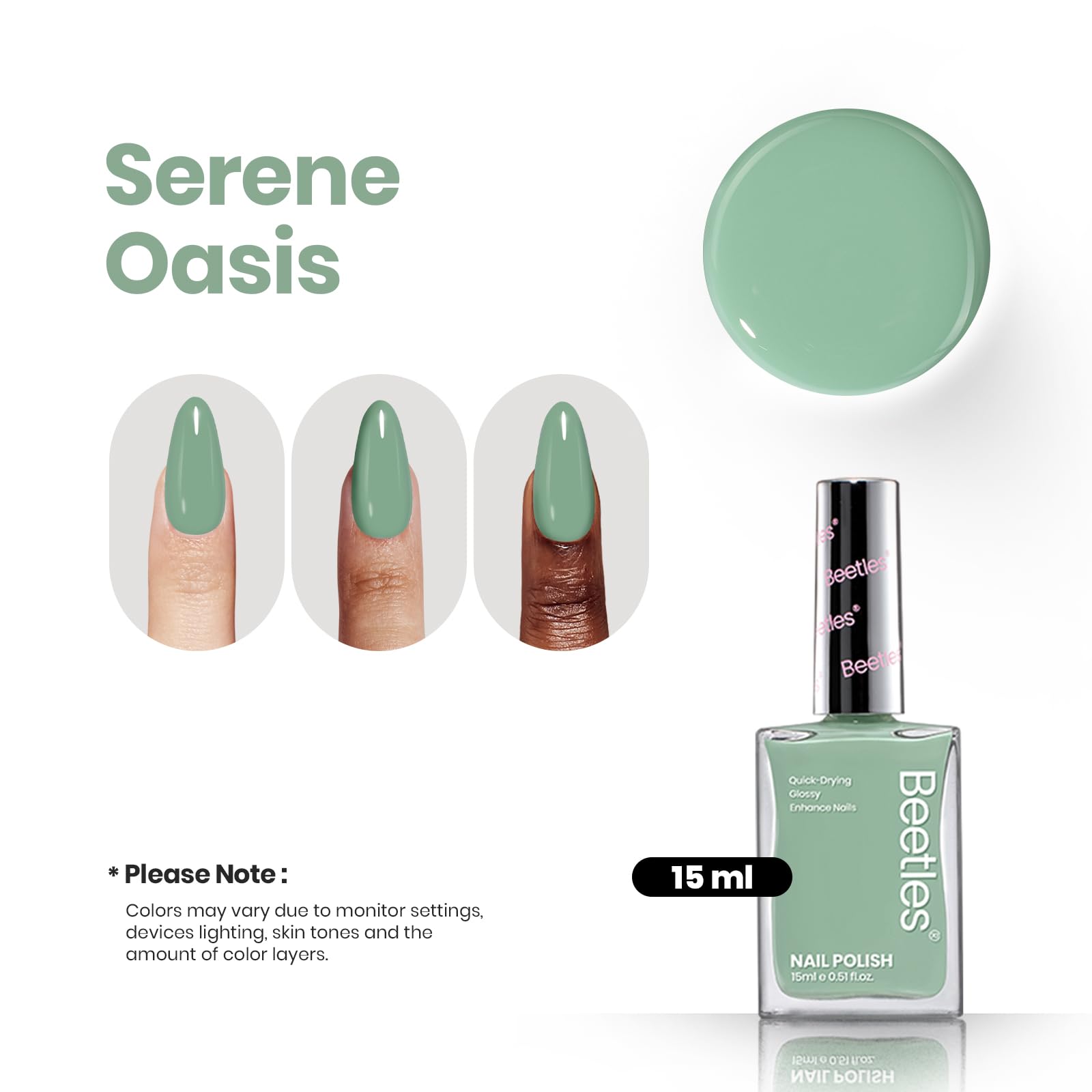 Beetles Serene Oasis Verde acabado de alto brillo, look luminoso
