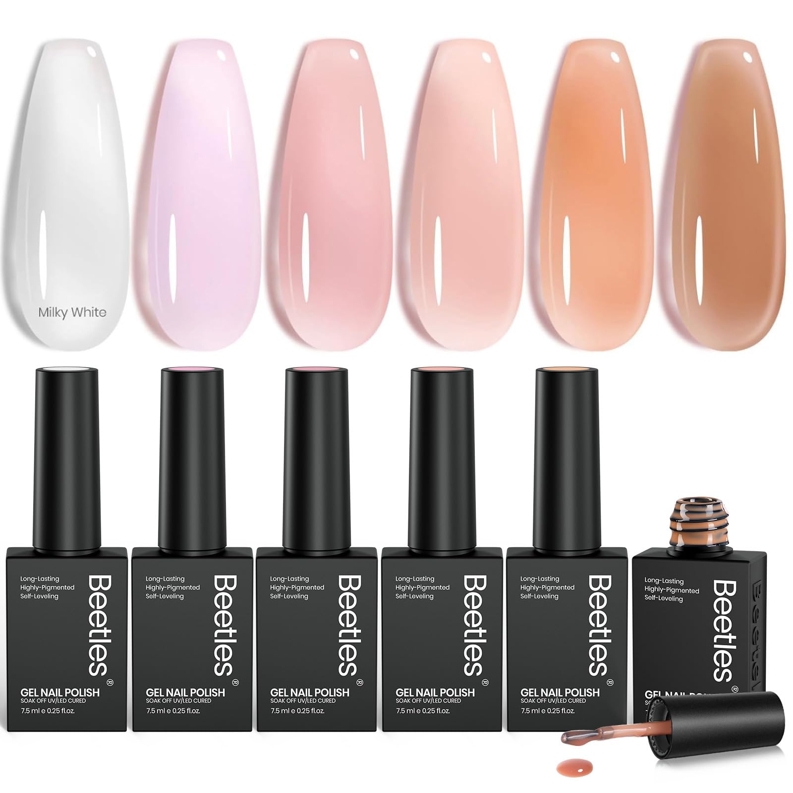 Beetles Sheer Elegance Nude Gel: kit de esmaltes translúcidos para uñas elegantes