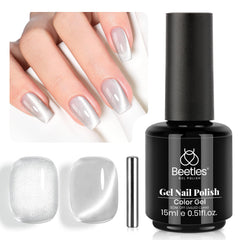 Beetles Silver Cat Eye Gel Polish con imán para crear efecto ojo de gato.