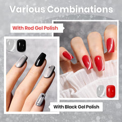 Beetles Gel Polish con reflejos plateados en diferentes iluminaciones.