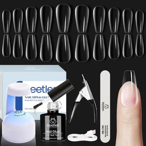 Beetles Soft Gel Nail Kit Medio Coffin con luz LED para manicuras rápidas