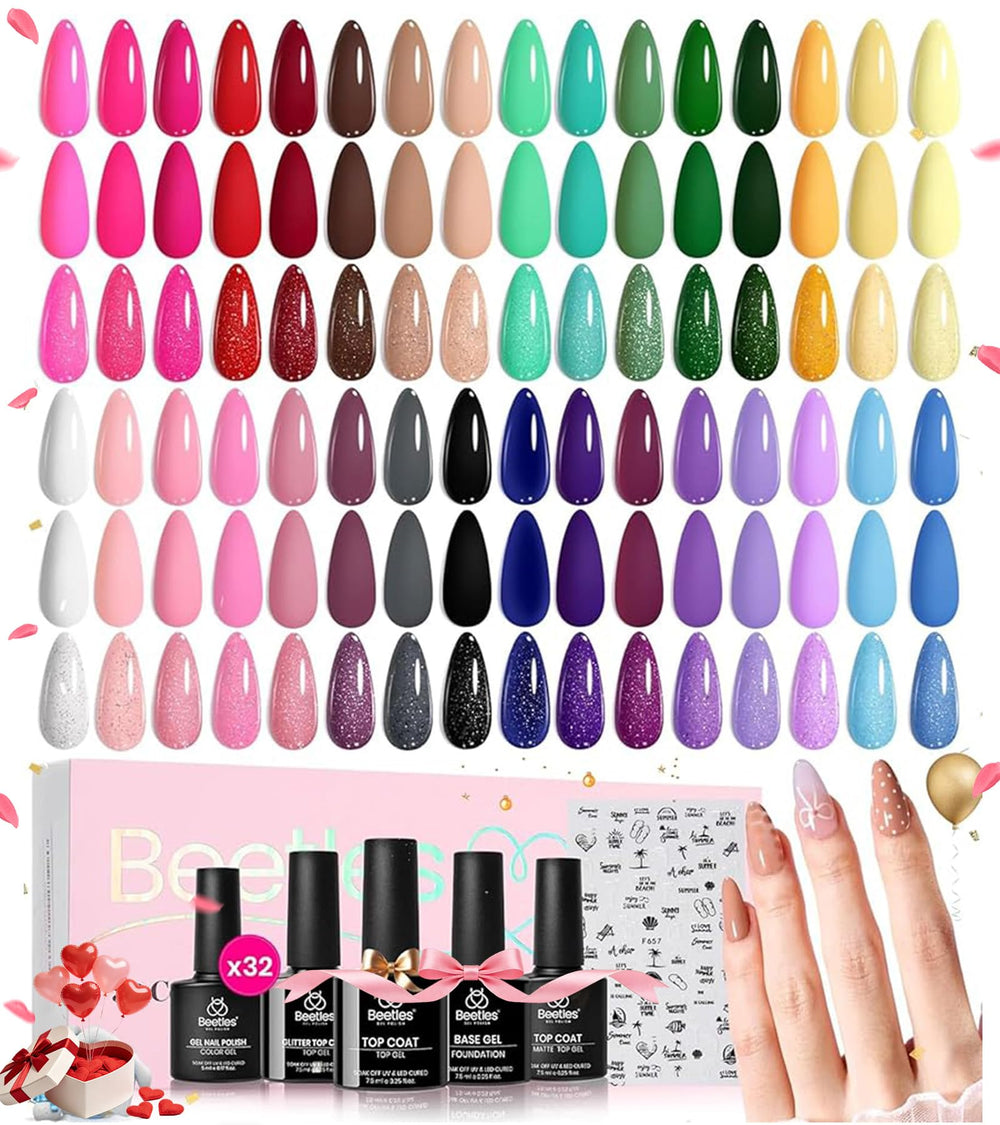 Beetles Gel Polish Set: tono verde en botella, estilo fresco para primavera.