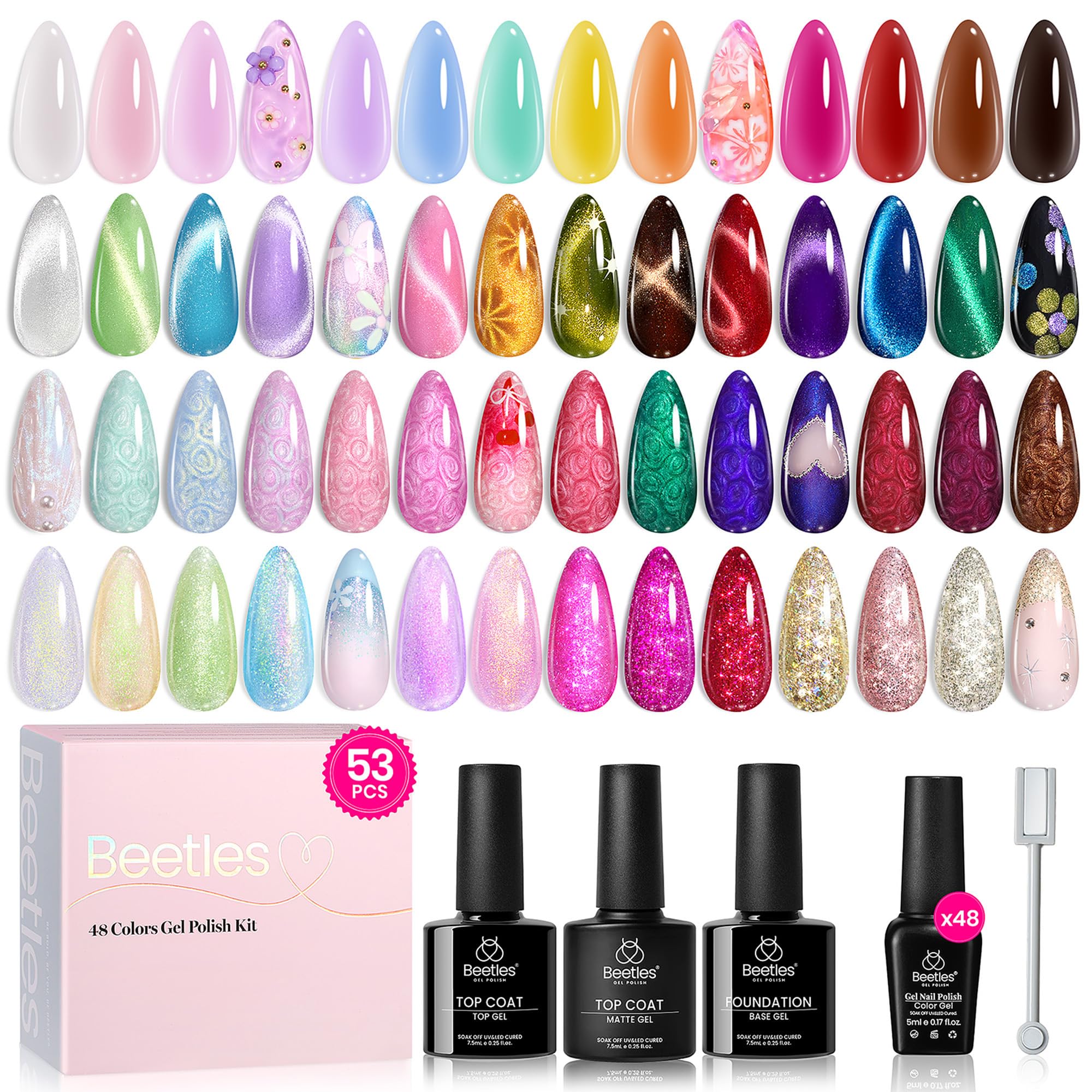 Beetles Spring, paleta de 48 colores para uñas duraderas y elegantes.