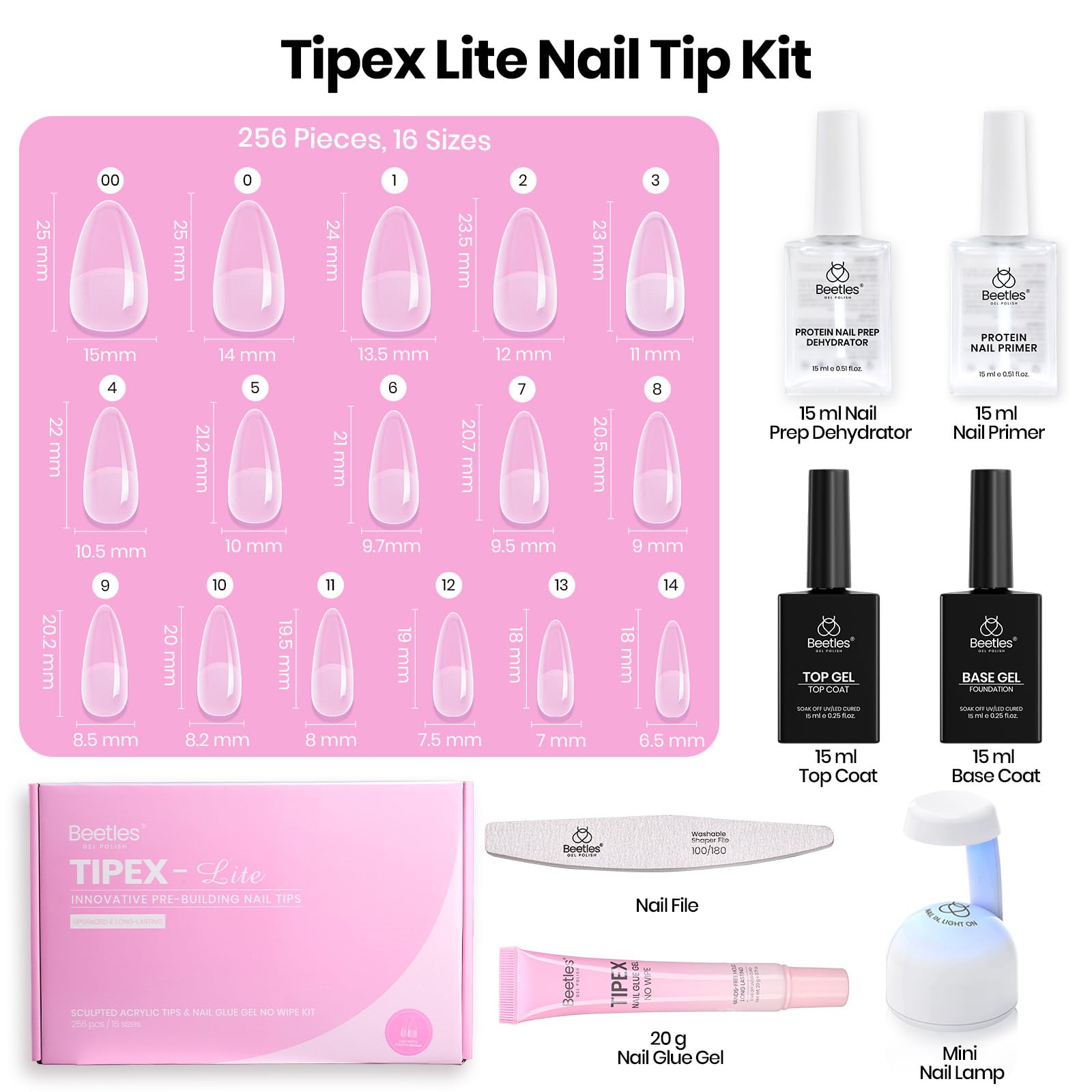 Beetles Tipex Lite Kit tapas con apex preconstruido para ahorro de tiempo