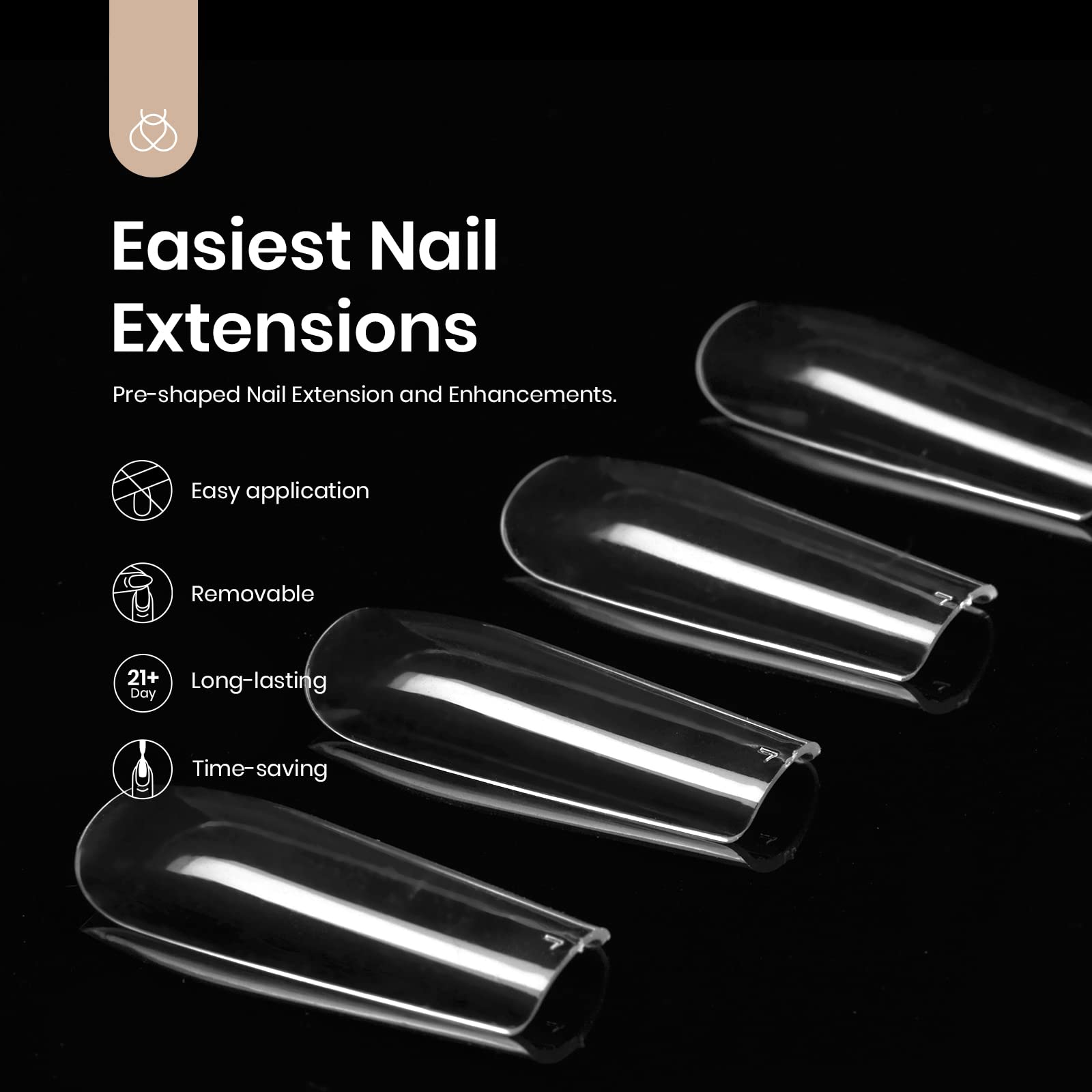 Beetles Gel Polish Gelly Tips: uña postiza de cubrimiento completo para manicura duradera.