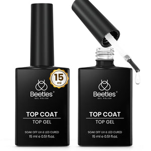 Beetles Gel Top Coat brillo alto, protección duradera para uñas gel y natural