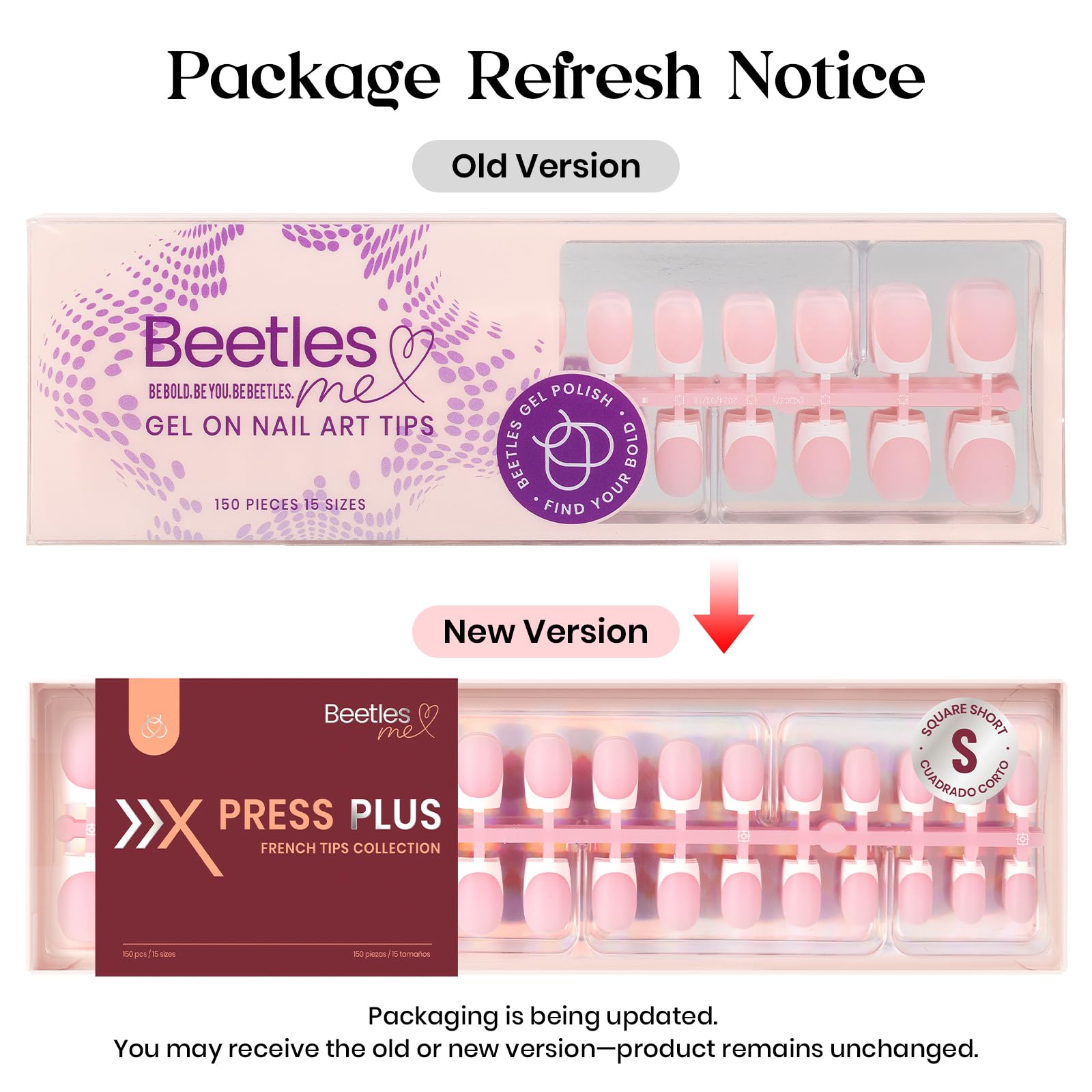 Beetles X Press Plus Uñas Francesas Camellia Rosa, kit ideal para hacerlas en casa.