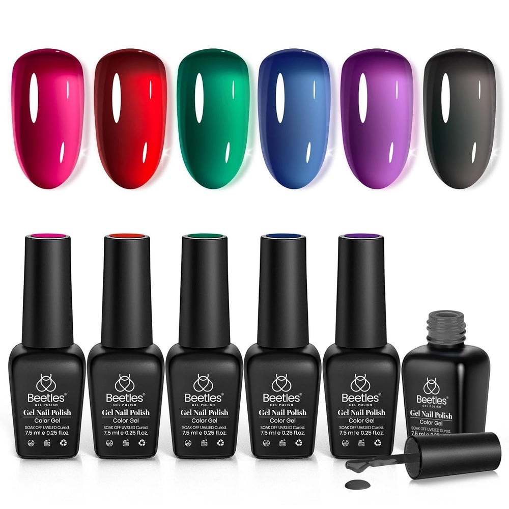 Beetles Vivid Noel Jelly Gel en azul, brillo duradero para manicura festiva