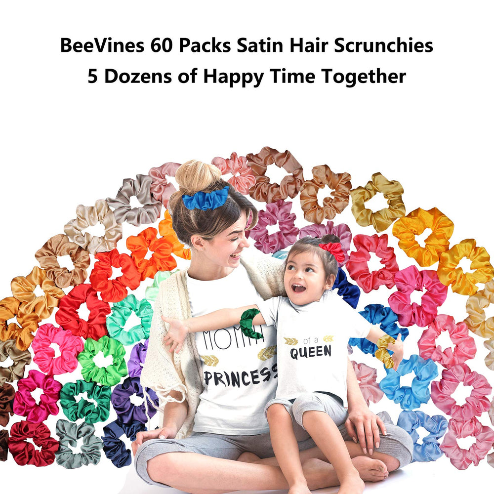 BeeVines Scrunchies 60 piezas: conjunto perfecto para mujeres y niñas.