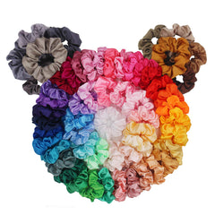BeeVines Scrunchies seda: colores variados para combinar con cualquier outfit.