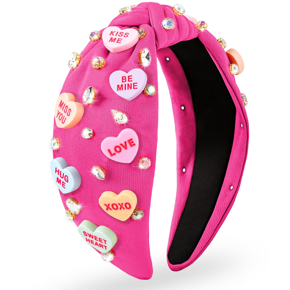 Diadema BEFIVECOK Valentín con corazones rosa para look romántico
