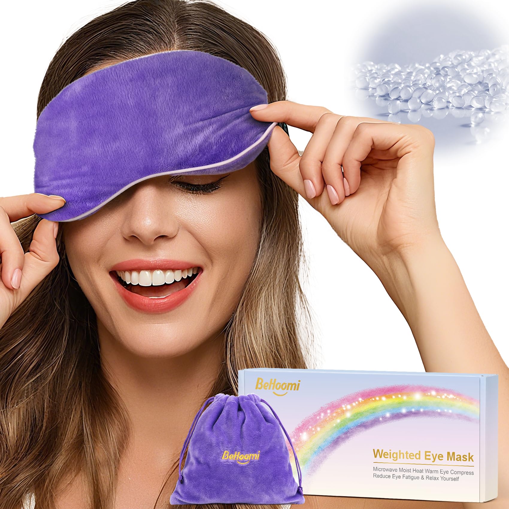 BeHoomi mascarilla ojos caliente, alivio suave para ojos cansados tras pantallas.
