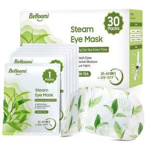BeHoomi Mascarilla ocular vapor verde té, empaque práctico para relajación en casa