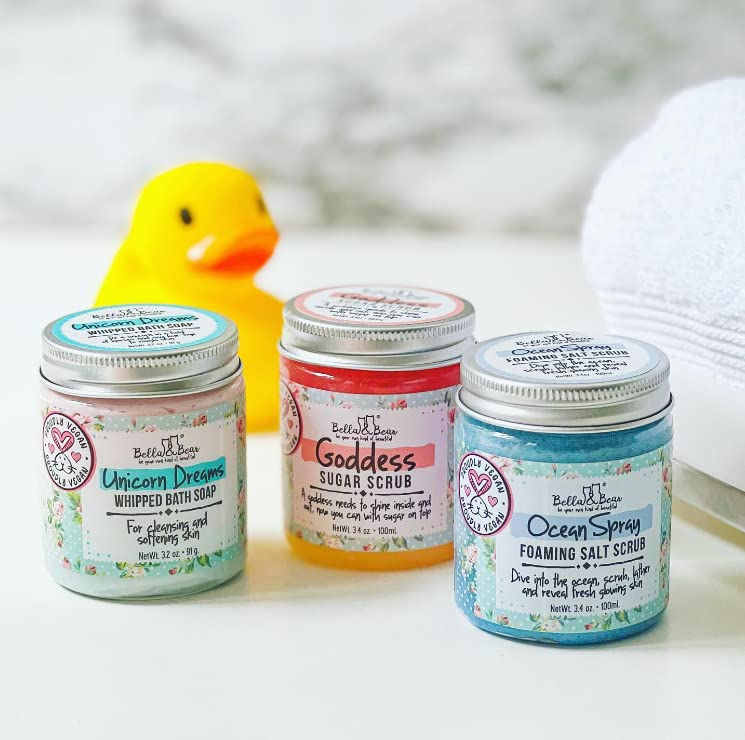 Bella y Bear Goddess Sugar Scrub textura exfoliante para piel sedosa