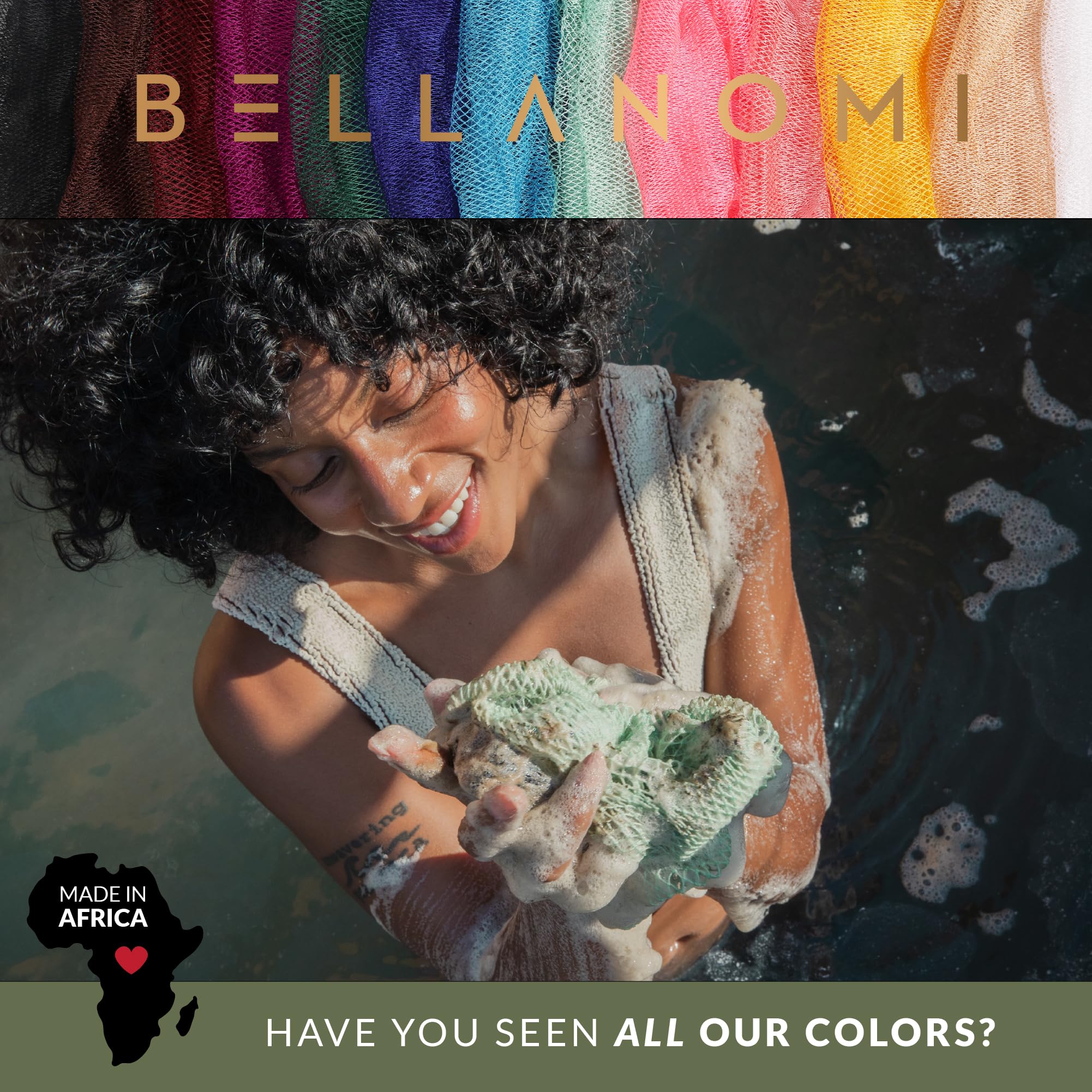 Bellanomi esponja exfoliante para baño diario, duradera y fácil de mantener.