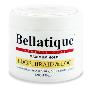 Bellatique Edge envase 4oz, práctico para retoques diarios de peinado.