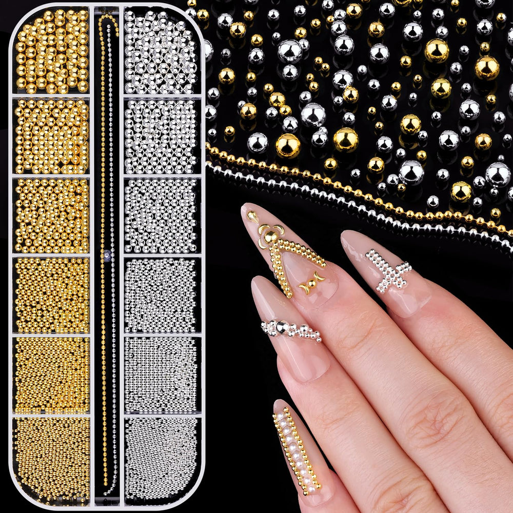 BELLEBOOST bolas caviar plata de 1 mm para decoración sutil y elegante de uñas