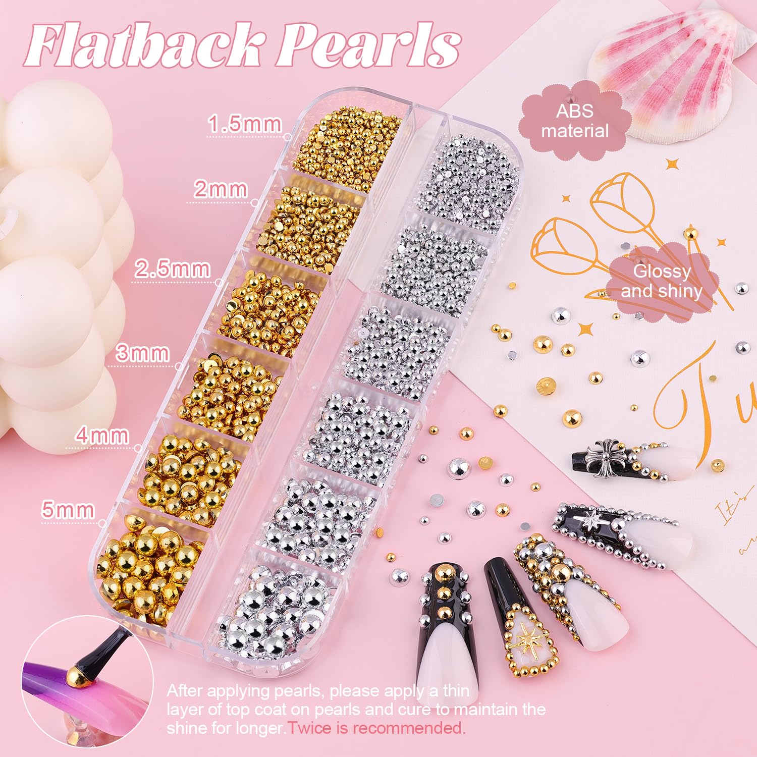 BELLEBOOST bolas metálicas pequeñas 1–3 mm para uñas acrílicas duraderas