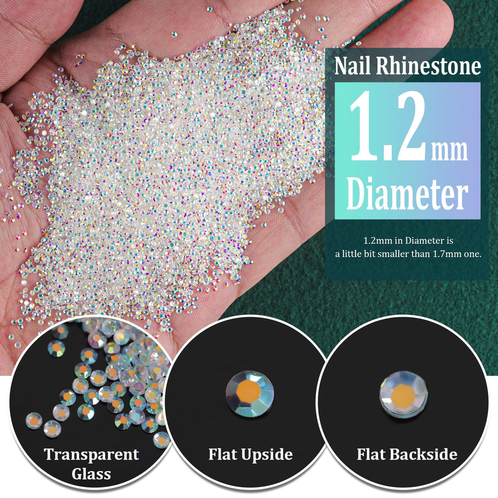 Cristales AB iridiscentes BELLEBOOST para decoración de uñas y manualidades brillantes.