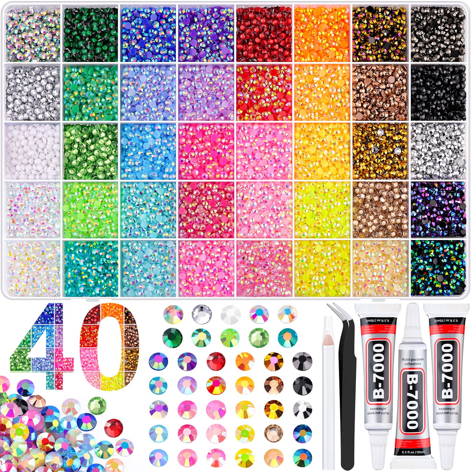 BELLEBOOST cristales de resina iridisentes de 4 mm para decorar joyas y artes