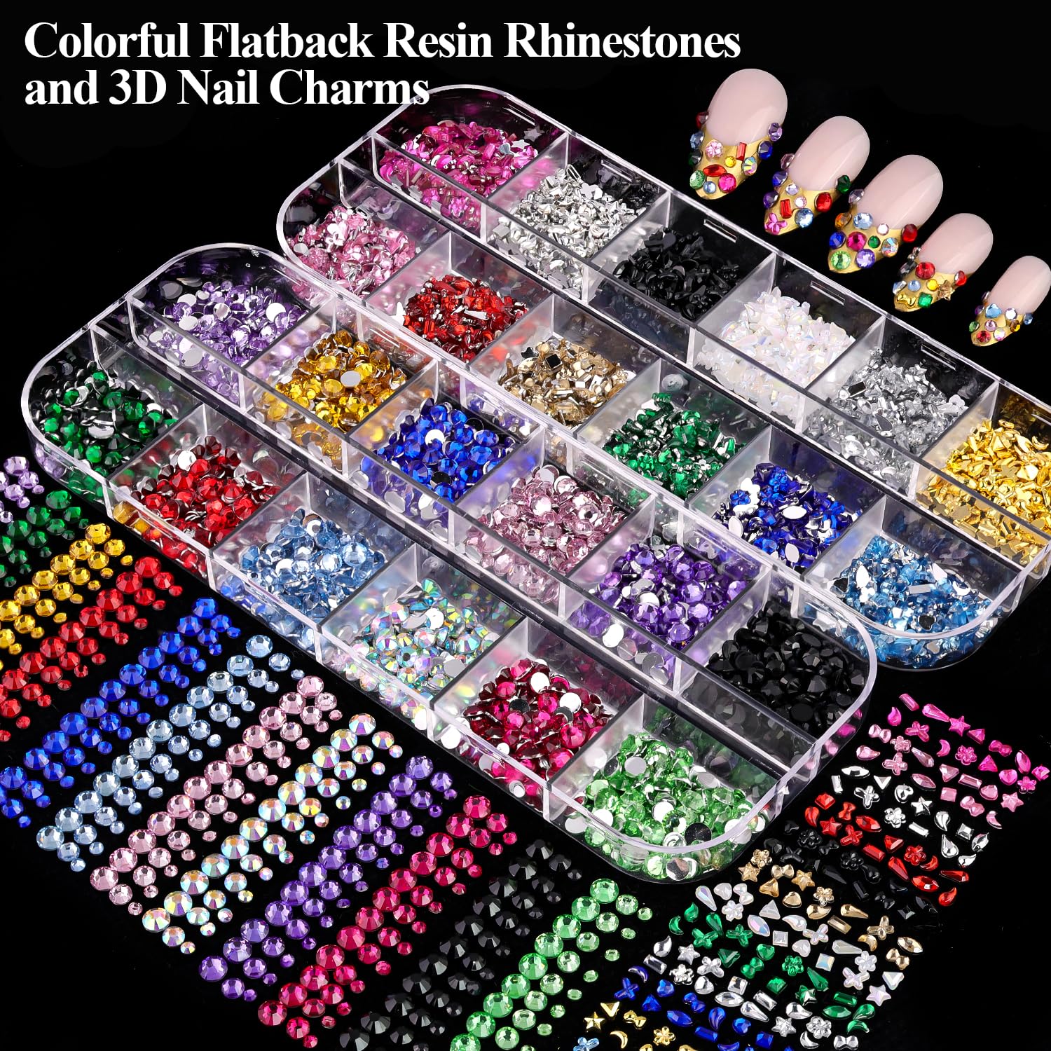 BELLEBOOST piedras brillantes coloridas de 3 mm, destellos llamativos para uñas.