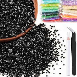 Piedras de resina BELLEBOOST 3 mm negras base plana para uñas y manualidades.
