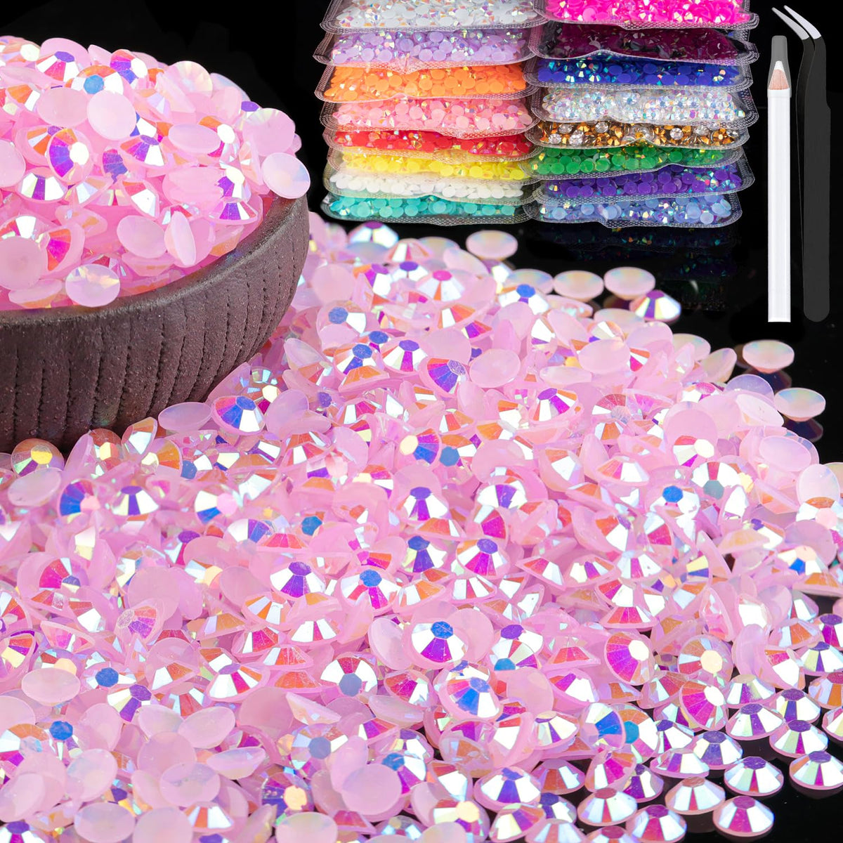 Piedras de resina BELLEBOOST 3mm rosa claro AB para brillo sutil en manualidades