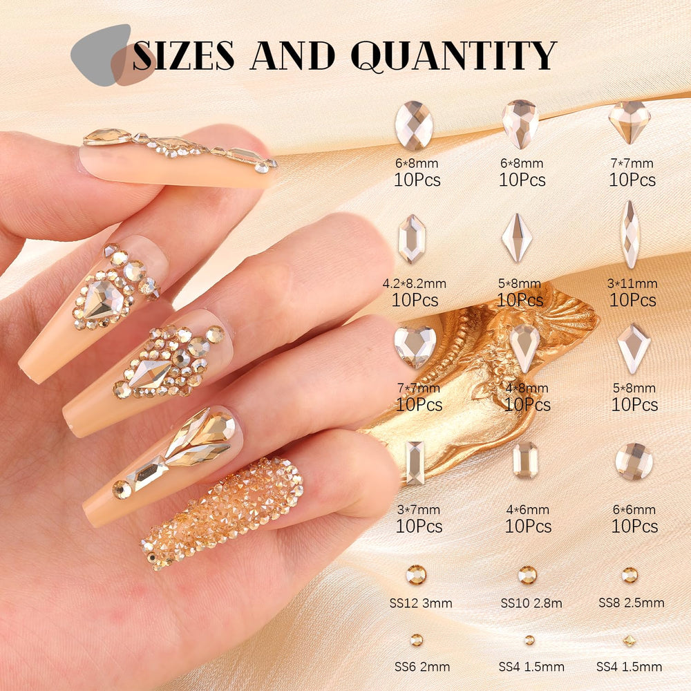 BELLEBOOST piezas cristal formas múltiples oro para diseños variados