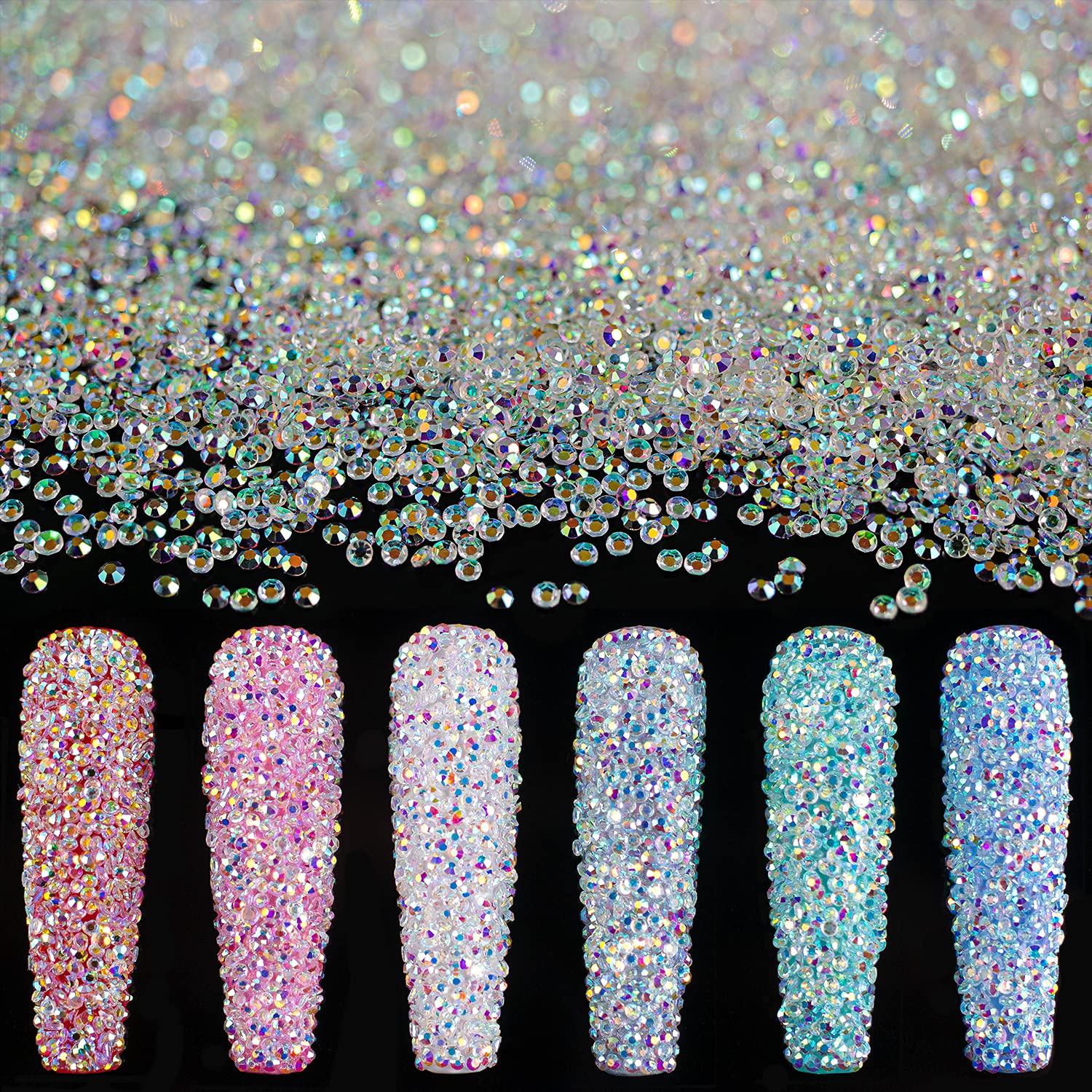 BELLEBOOST Pixie 1,2 mm cristal iridiscente AB para uñas con brillo duradero.