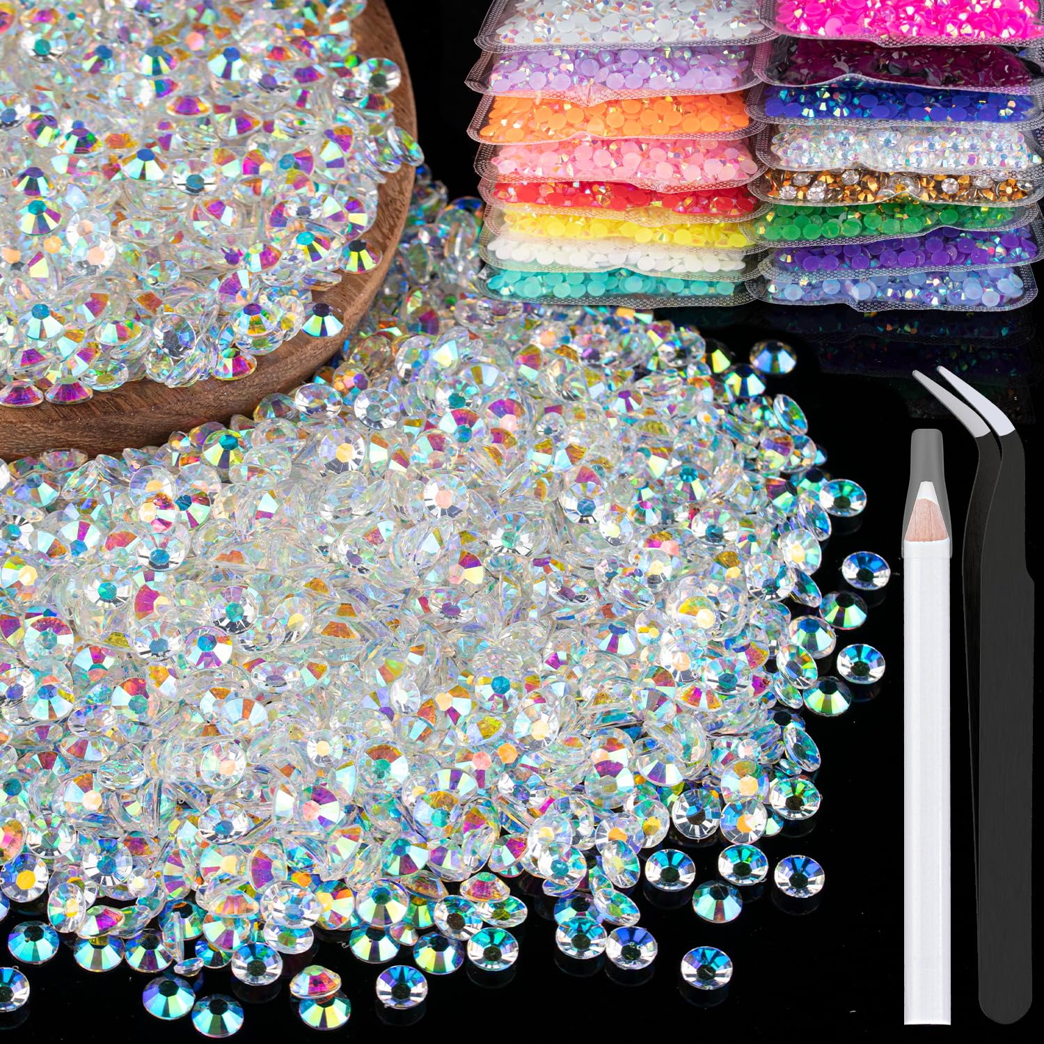 BELLEBOOST cristales de resina 4mm AB transparentes, brillo duradero para manualidades.