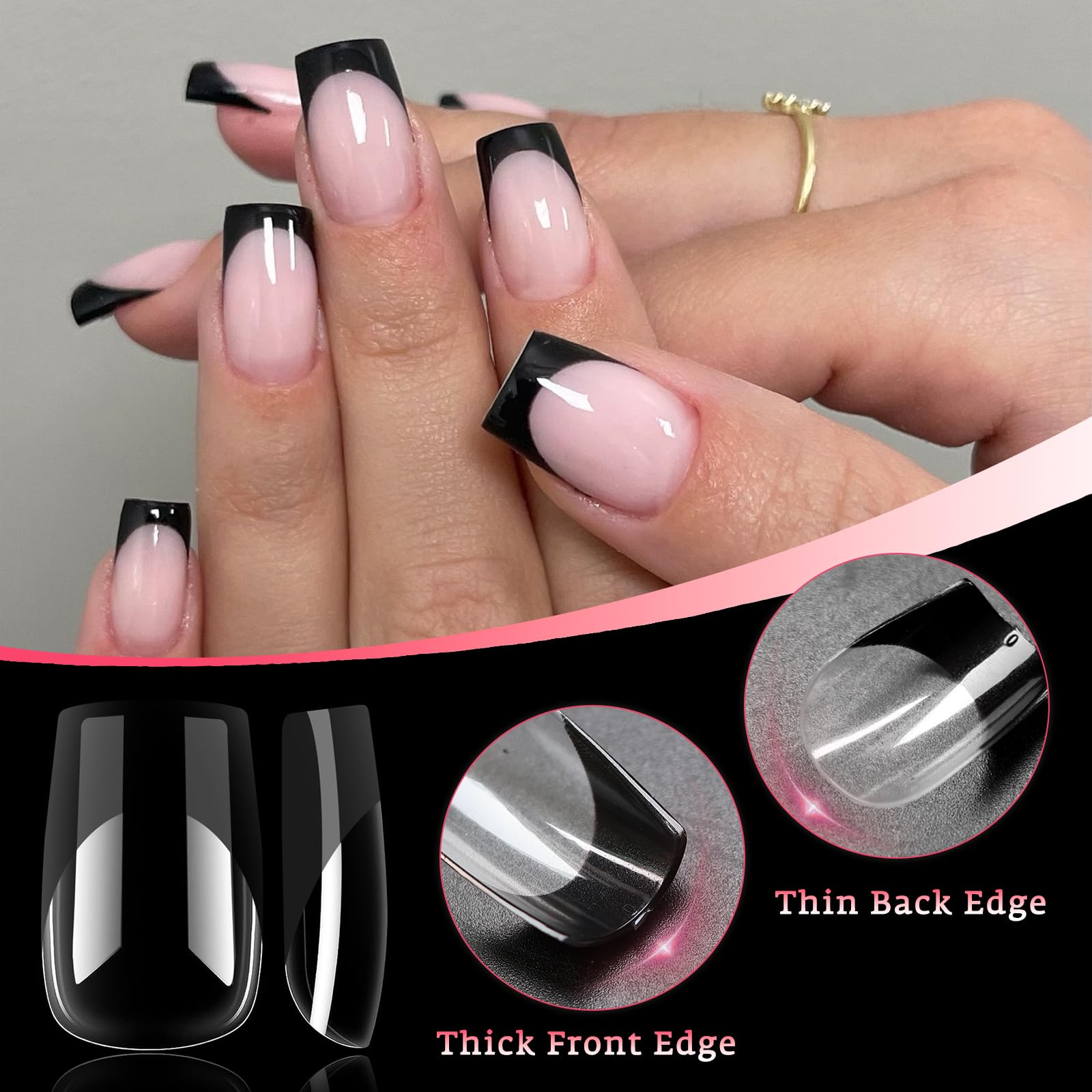 Bellelfin uñas frances borde claro ofrece fijación natural y acabado limpio.