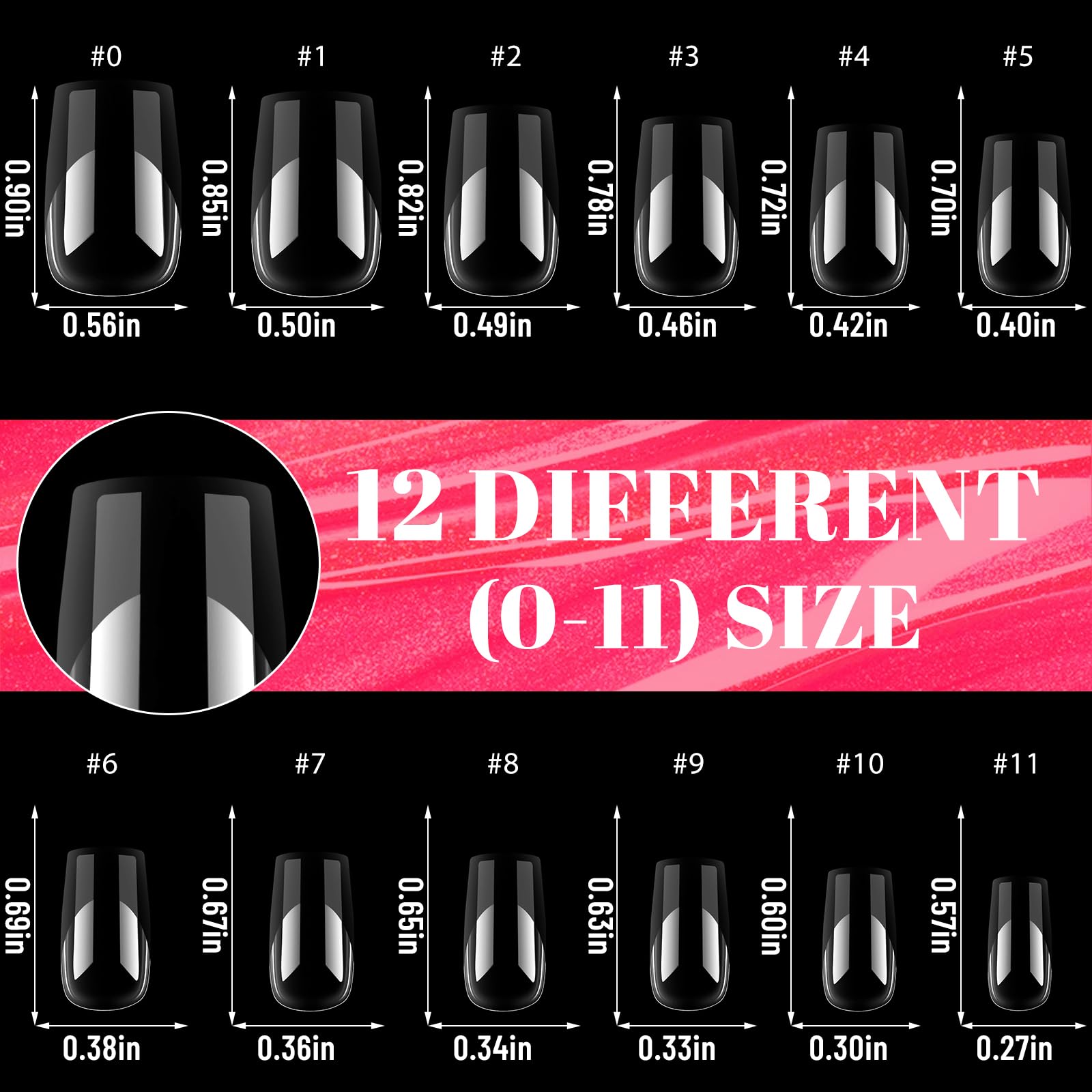 Bellelfin uñas frances 12 tallas: ajuste perfecto para cada dedo.
