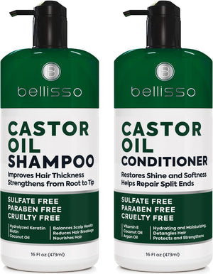 Bellisso champu aceite de ricino con volumen para cabello fino