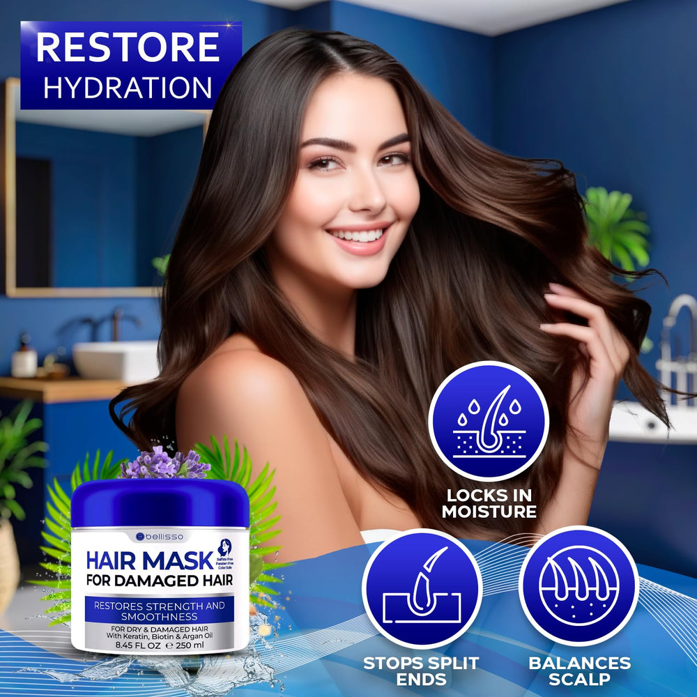 BELLISSO mascarilla cabello dañado fortalece hilos y reduce la rotura