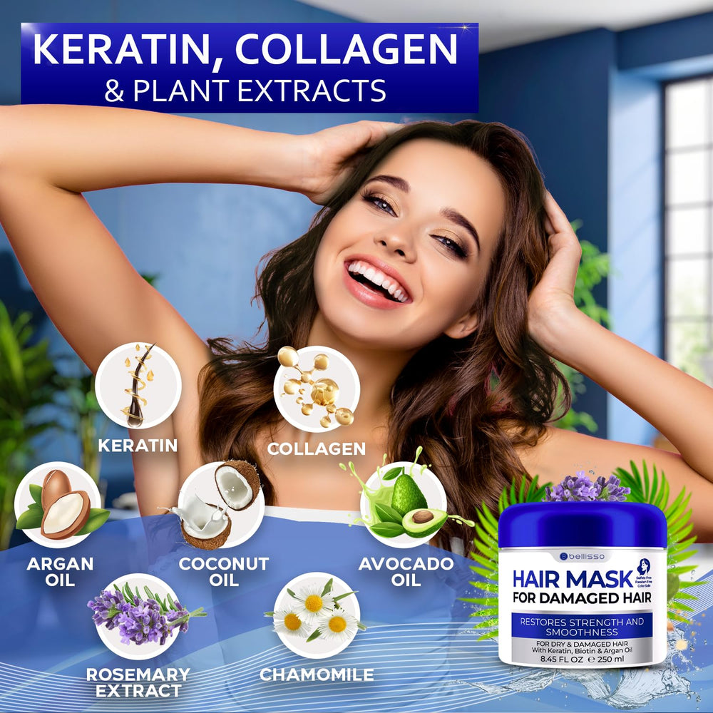 BELLISSO mascarilla cabello dañado hidratación intensa para cabello suave