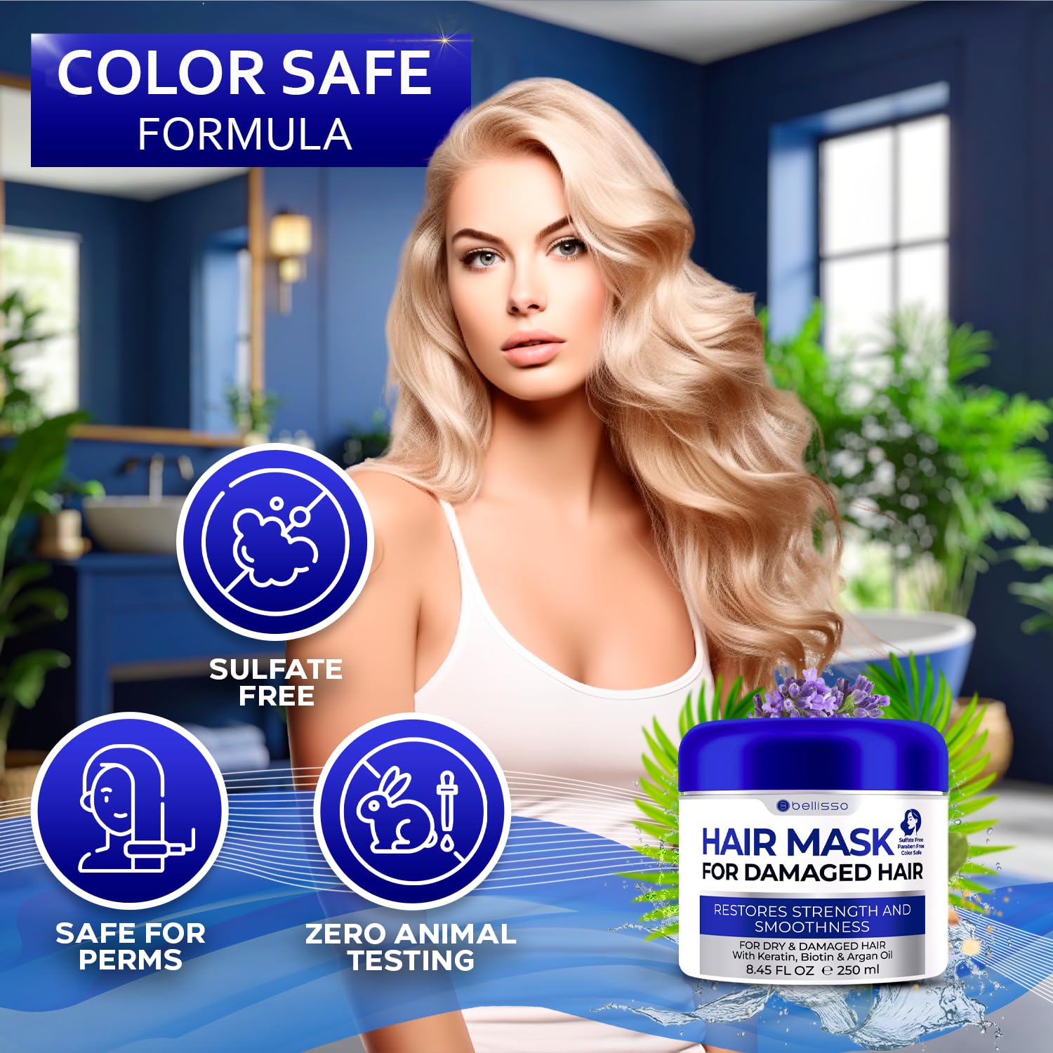BELLISSO mascarilla cabello dañado sin puntas abiertas para cabello sano