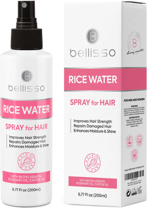 Bellisso spray arroz romero en botella, fortalecimiento diario.