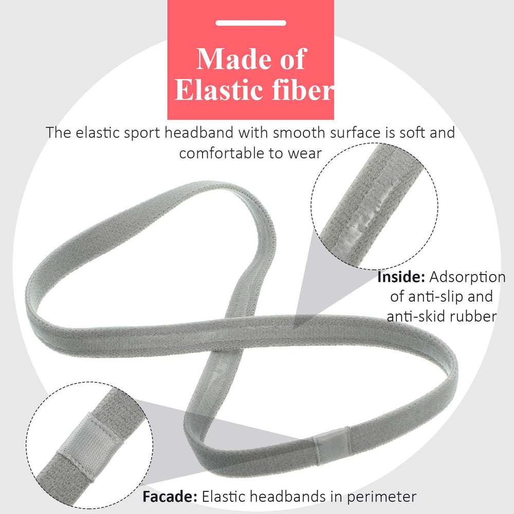 Bememo cinta para la cabeza gris, elasticidad duradera para ejercicios intensos.