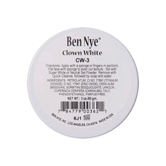 Maquillaje blanco payaso Ben Nye en bote, acabado opaco para caracterización teatral.