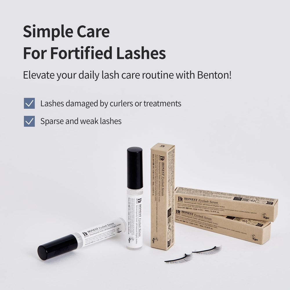 BENTON Honest Serum, cepillo curvo facilita aplicación suave en el borde de pestañas