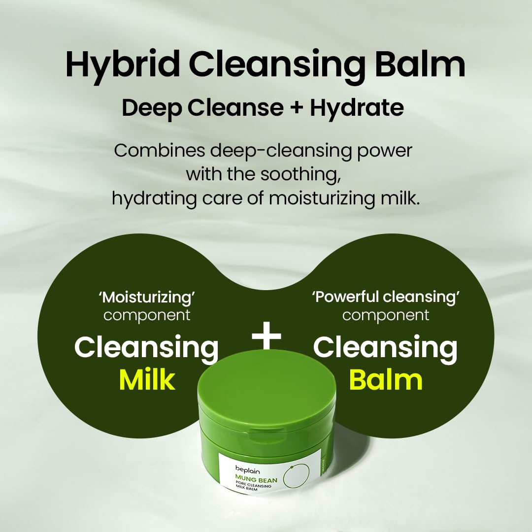Beplain Mung Bean Pore Cleansing Milk Balm emulsiona con agua para eliminar impurezas
