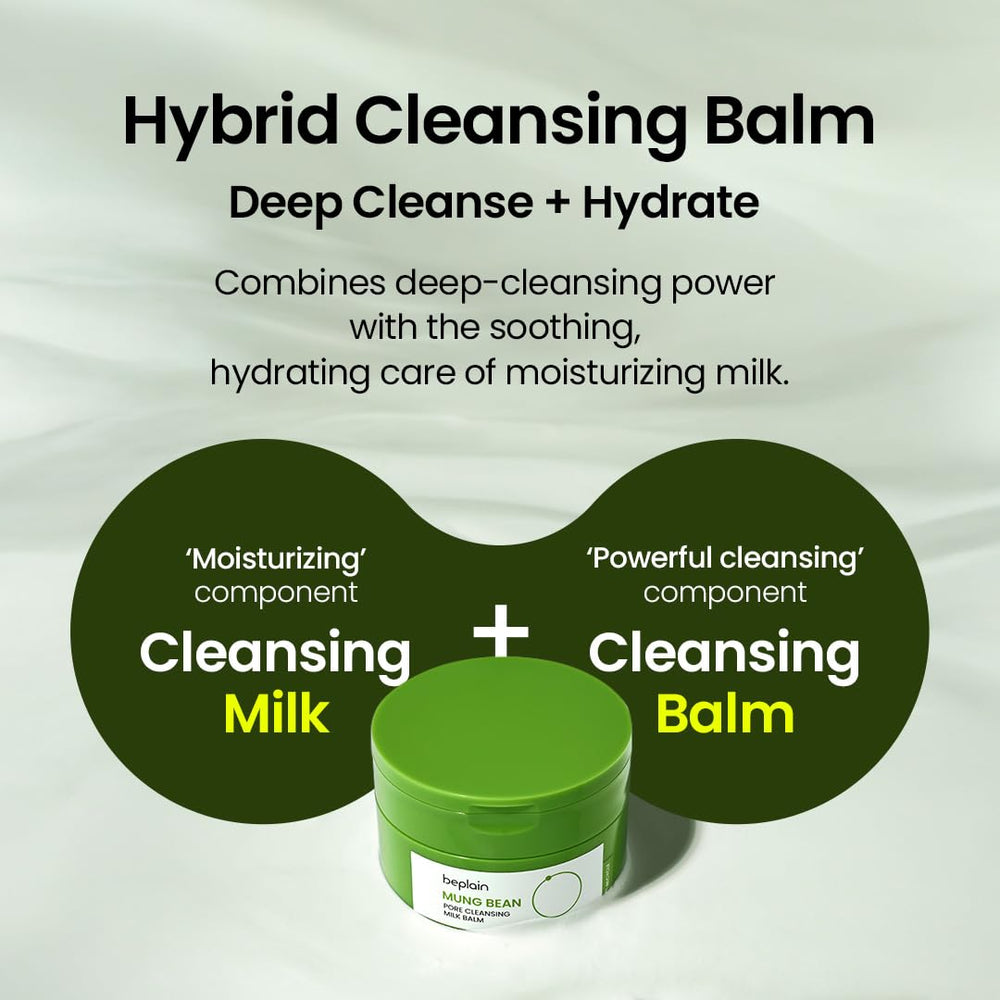 Beplain Mung Bean Pore Cleansing Milk Balm emulsiona con agua para eliminar impurezas