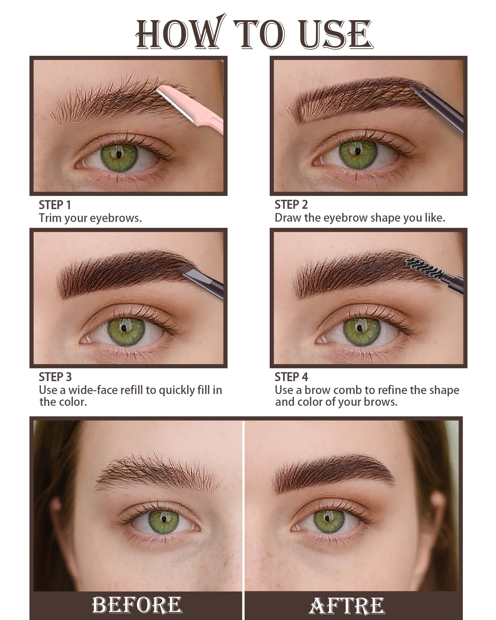 Berinist lápiz de cejas natural con relleno ligero para aspecto cómodo.