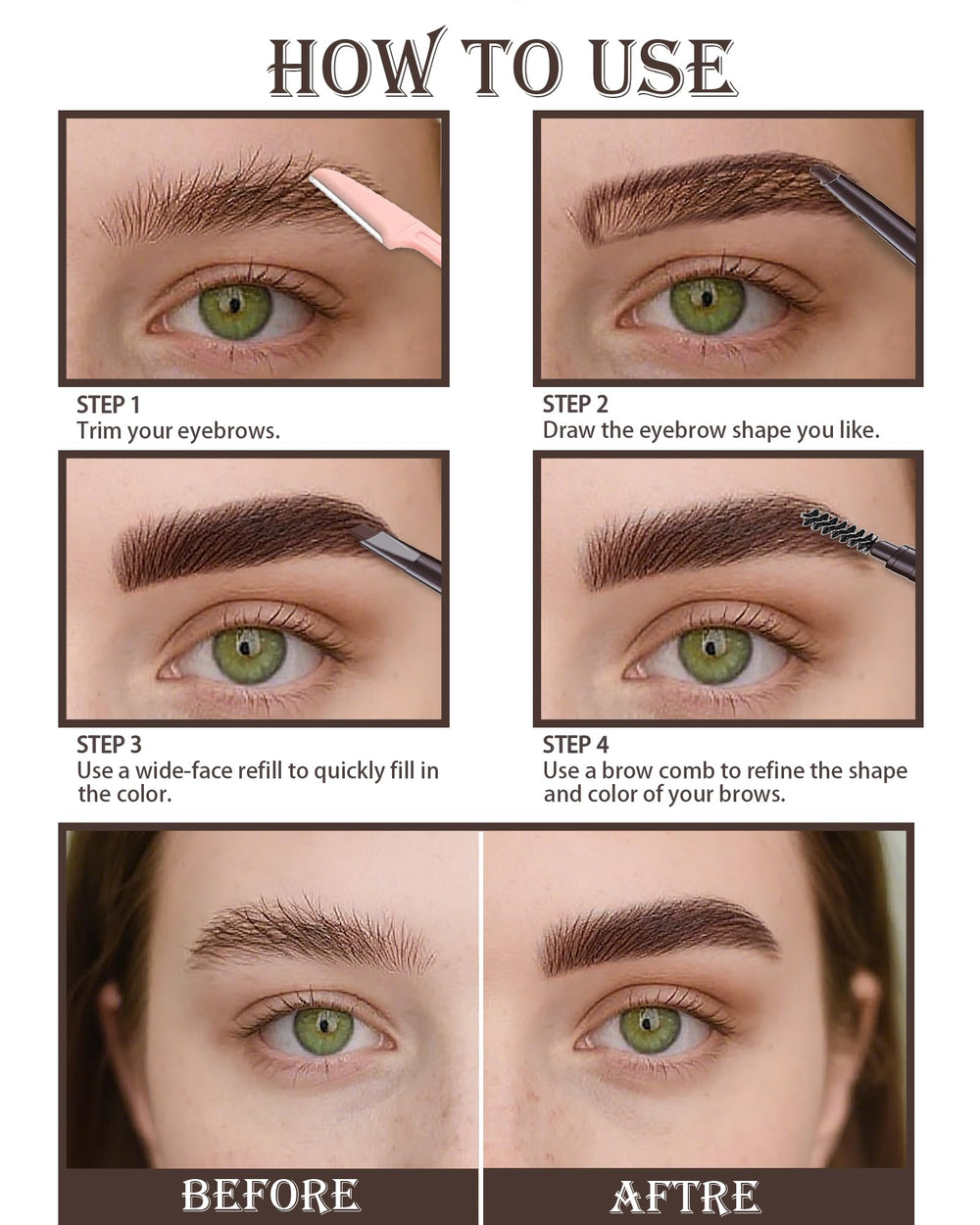 Berinist lápiz de cejas natural con relleno ligero para aspecto cómodo.