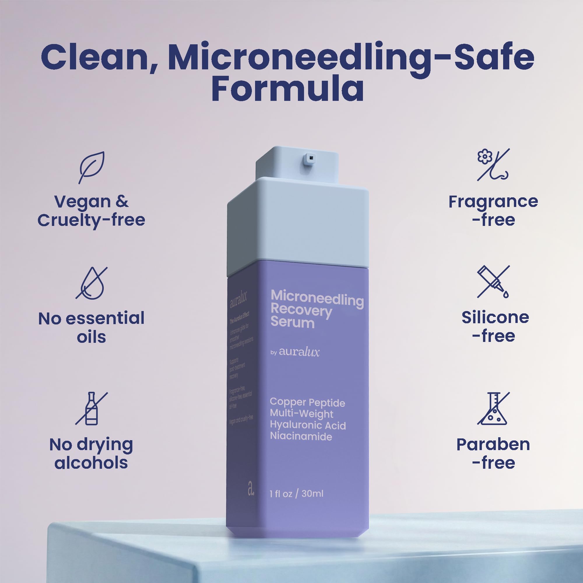 Berkland Auralux Serum: compatible con rodillos y dispositivos de microagujas.