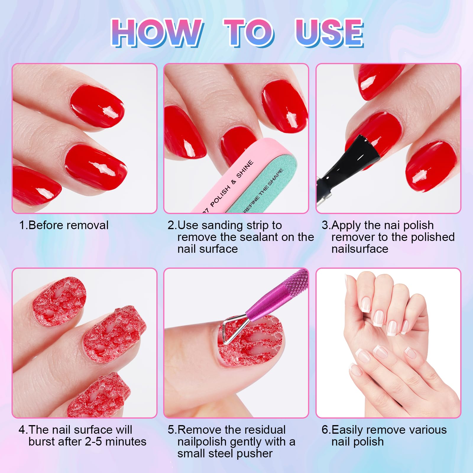 Besnel empuja cutículas con cabeza triangular para ajustes finos.