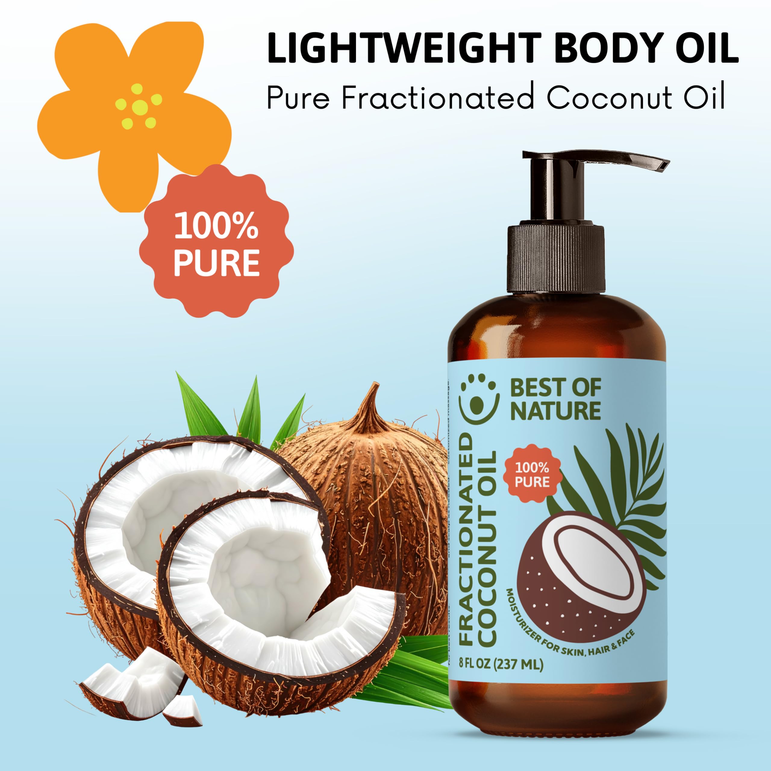 Best of Nature Aceite coco fraccionado, desmaquillante suave para piel sensible.