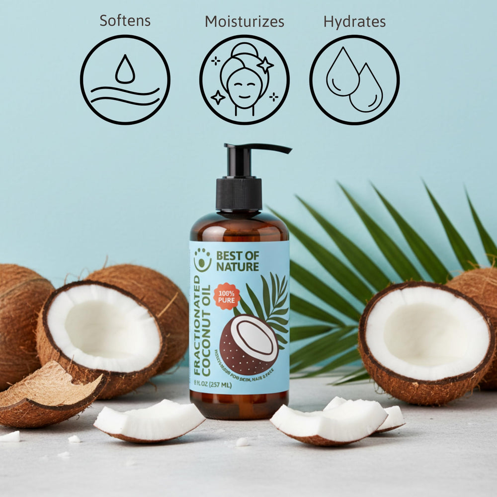 Best of Nature Aceite coco fraccionado, uso diario como hidratante ligero.